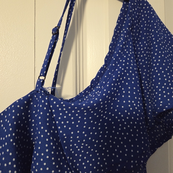 Le Lis Royal Blue Polka Dot Blouse - Picture 5 of 6